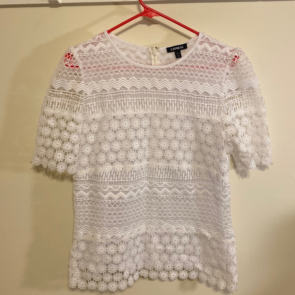 White lace Express brand top. Size medium.